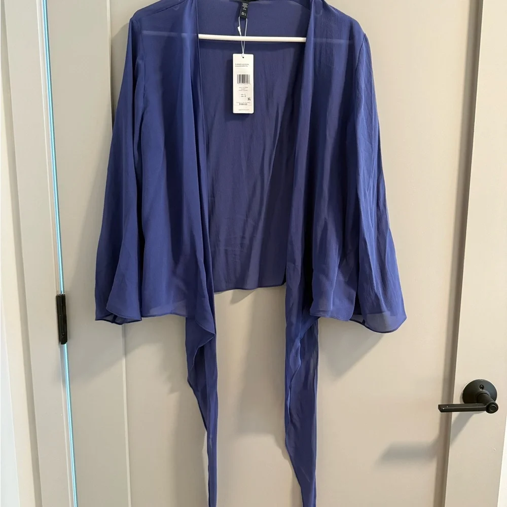 Eileen Fisher Vibrant Blue Wrap Jacket - Picture 4 of 5